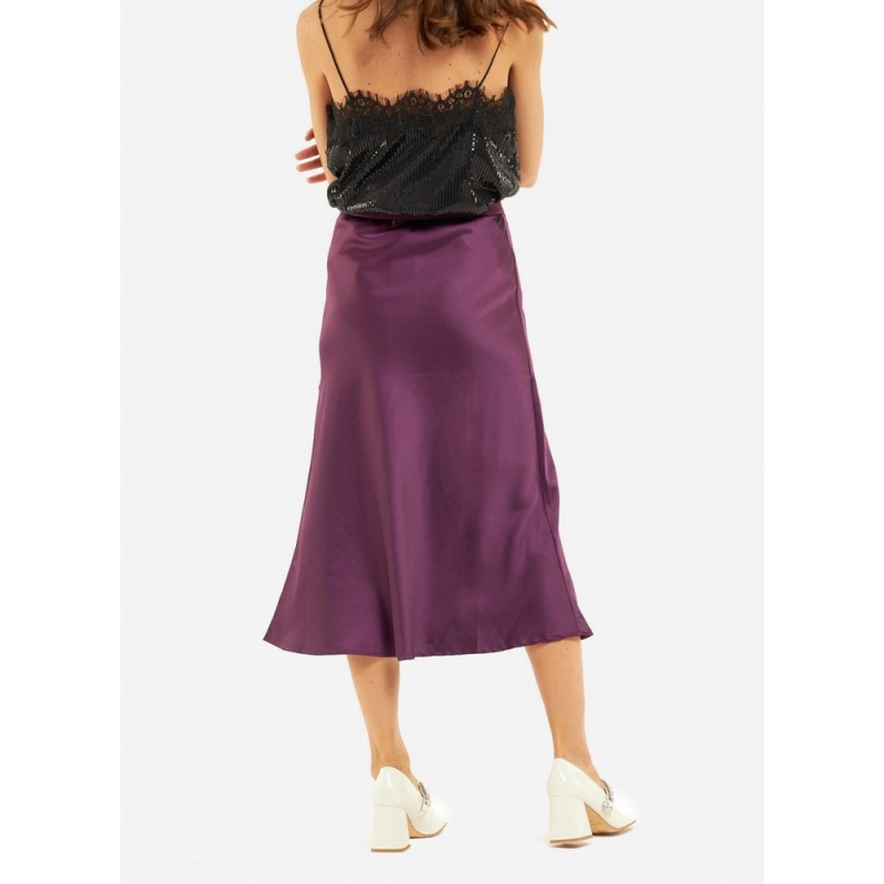 Jupes Alma En Pena Satin Midi Noir Femme | BGT-31158567